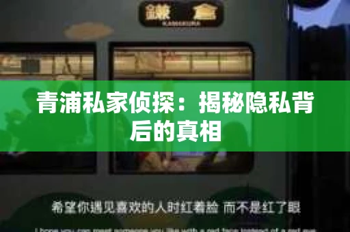 青浦私家侦探：揭秘隐私背后的真相