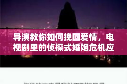 导演教你如何挽回爱情,电视剧里的侦探式婚姻危机应对法 导演教你如何挽回爱情,电视剧里的侦探式婚姻危机应对法